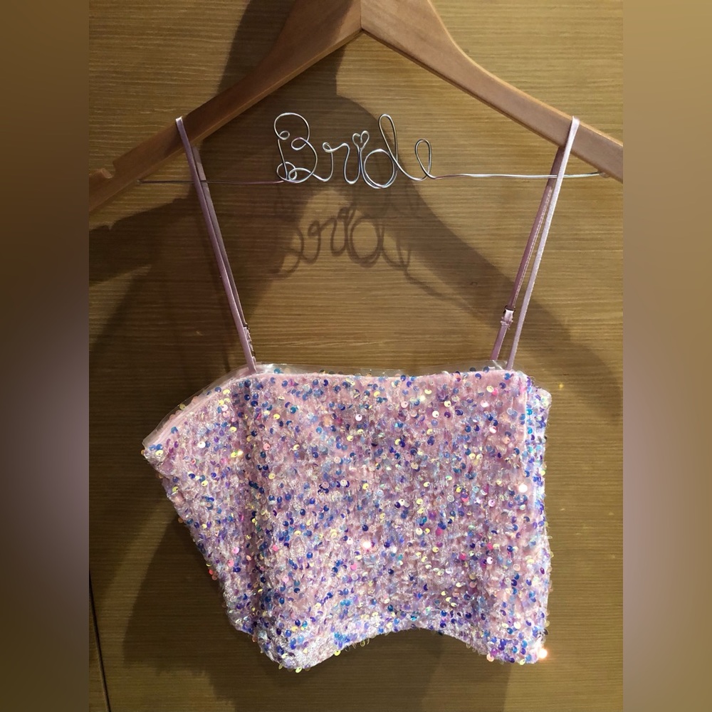 Sparkly Pink Crop Top | S